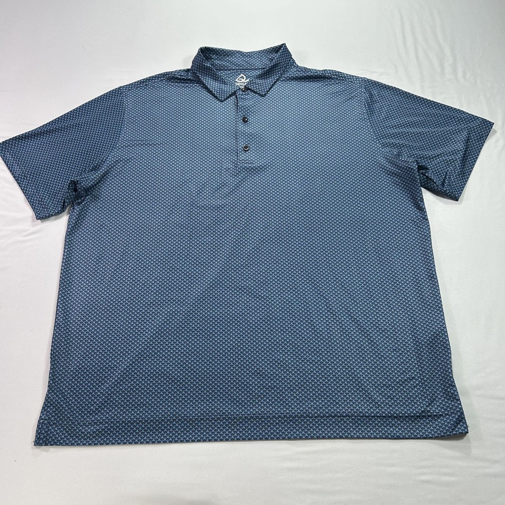 Deolax Polo Shirt Mens 2XL XXL Palm Tree All Over Print Golf Performance Stretch
